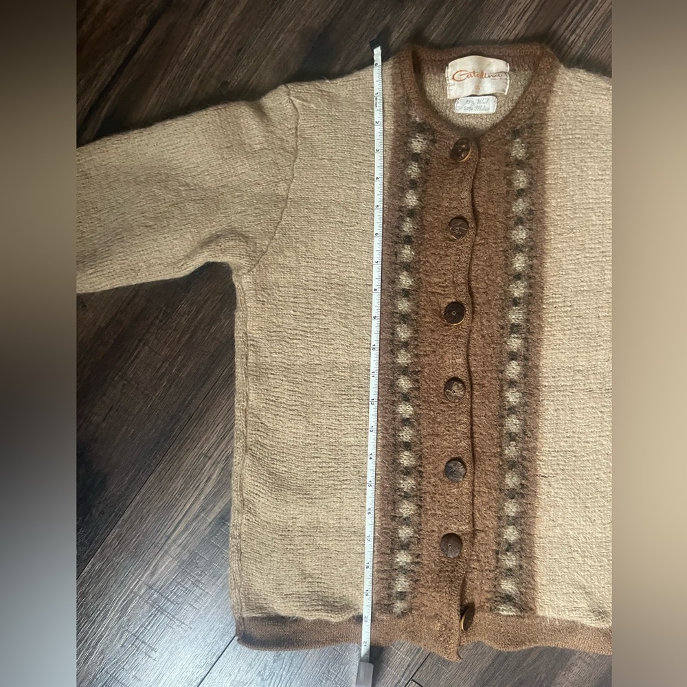 VINTAGE Catalina Wool Mohair Cardigan in Brown and Cream - Picture 5 of 5